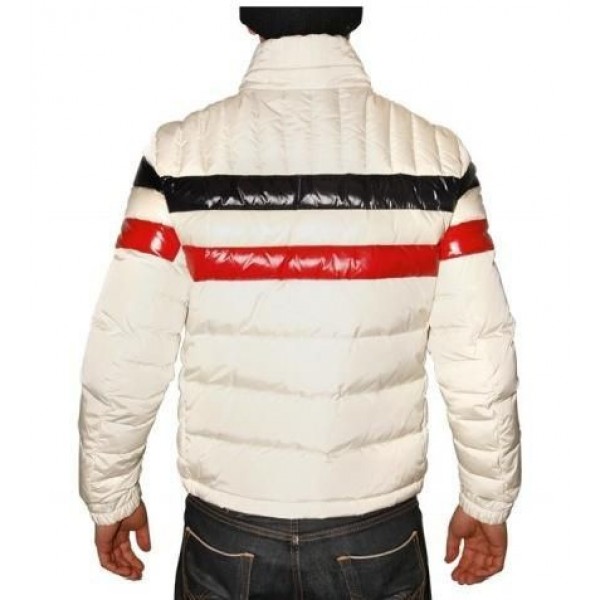 Moncler Bianco Mock Collar e Slash Breve Uomo Casual Cappotti uscita